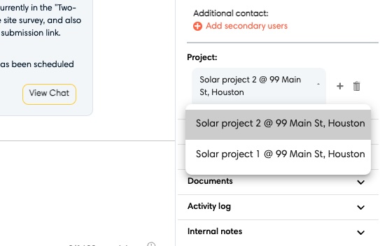 Project Nicknames in the installer inbox project dropdown